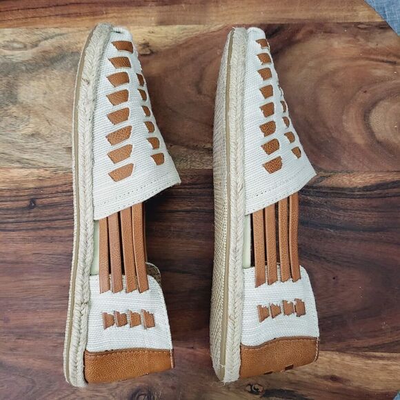 TOMS Alpargata Huarache Sandal Natural & Caramel Leather Woven Design Size 6 - Picture 5 of 10